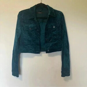 J Brand  Faye Shrunken jacket velvet crop emerald XS